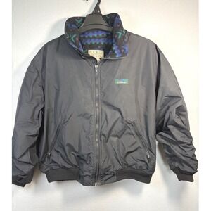 L.L. Bean Warm Up Jacket Mens LG Black Excellent Vintage 90s Fleece Lined Bomber